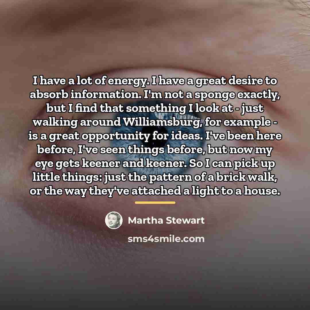“I have a lot of energy. I have a great…” quote by Martha Stewart