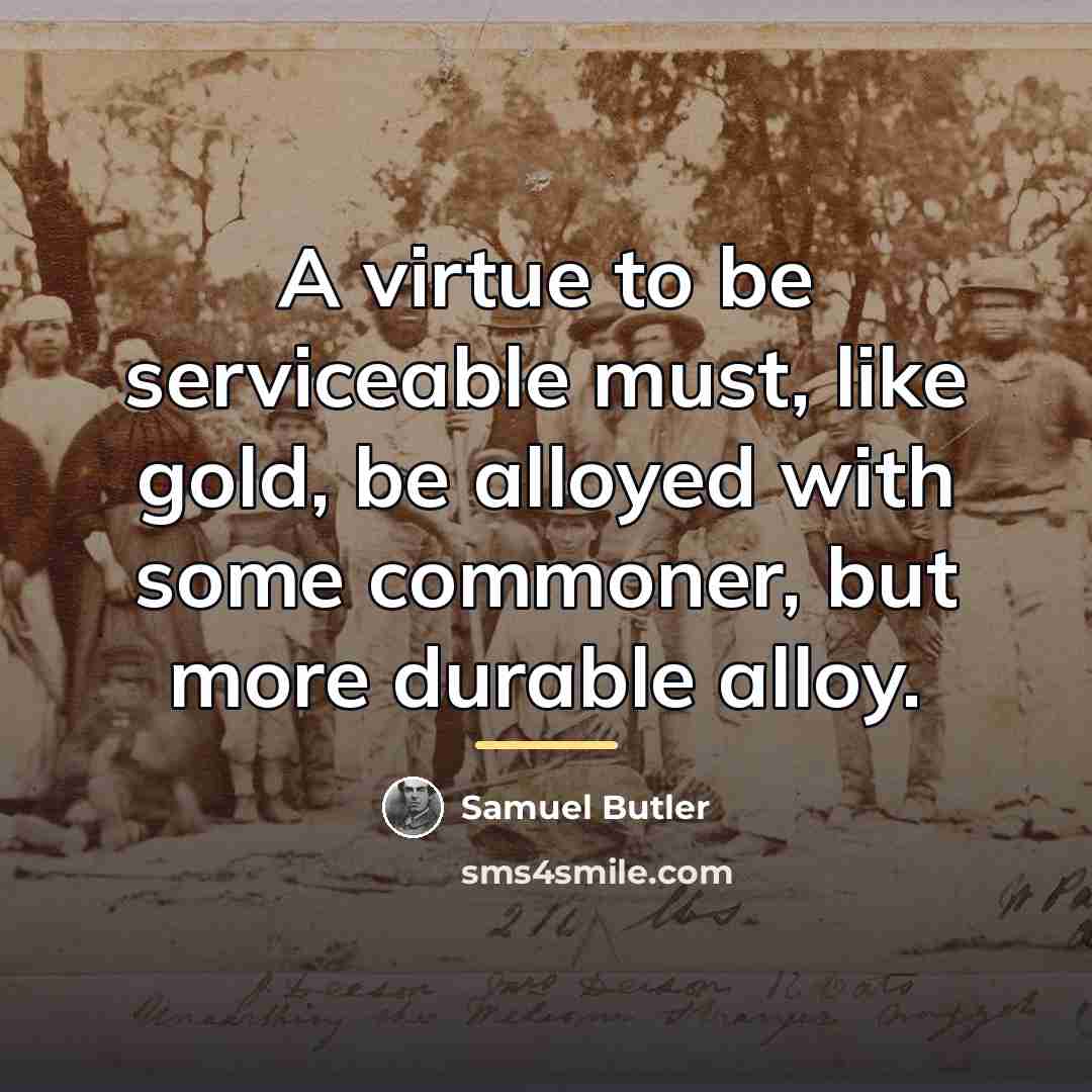 “A virtue to be serviceable must, like gold, be alloyed…” quote by Samuel Butler