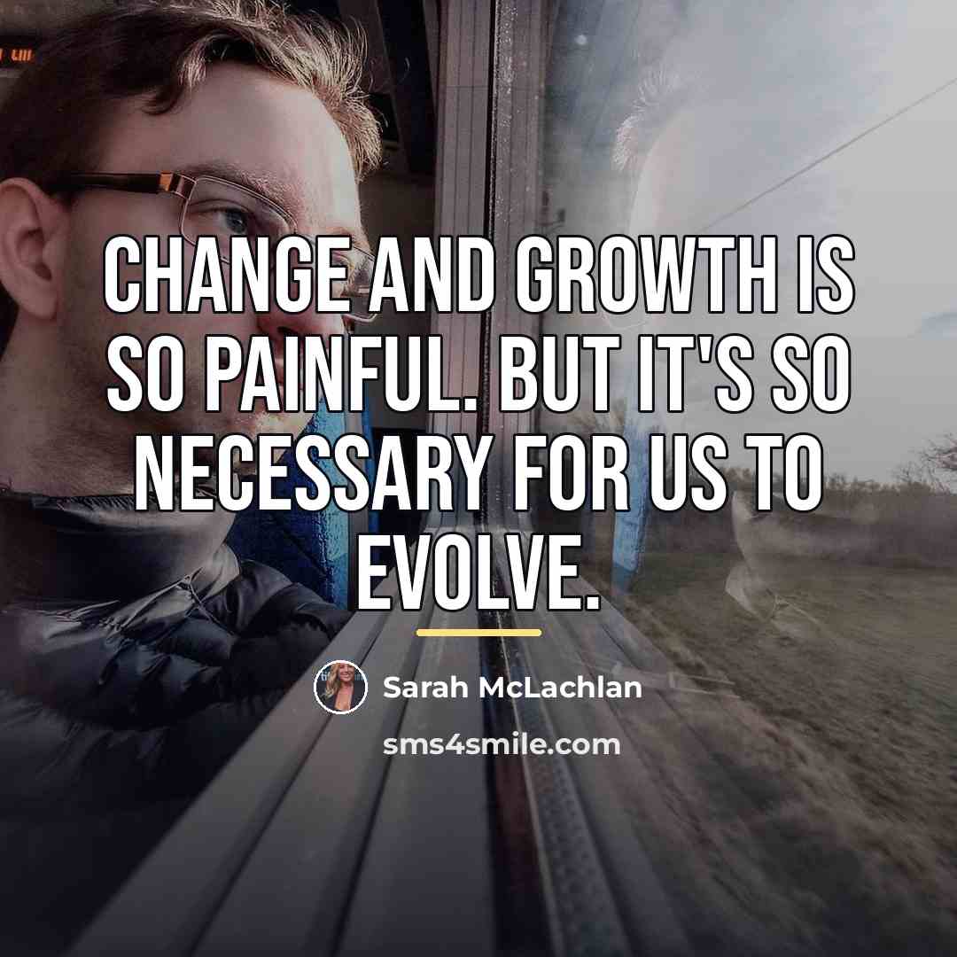 “Change and growth is so painful. But it's so necessary…” quote by Sarah McLachlan