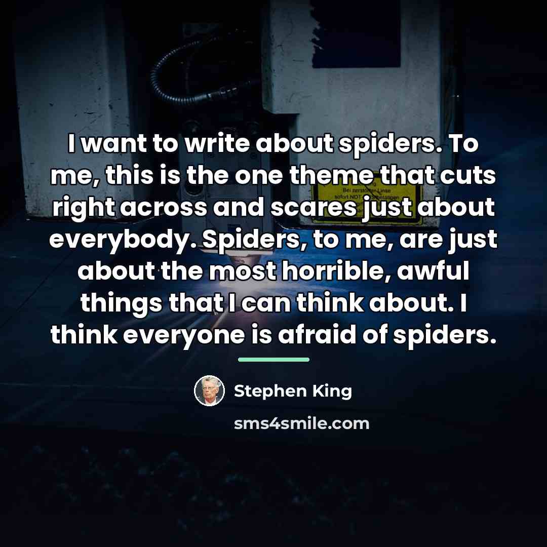 “I want to write about spiders. To me, this is…” quote by Stephen King