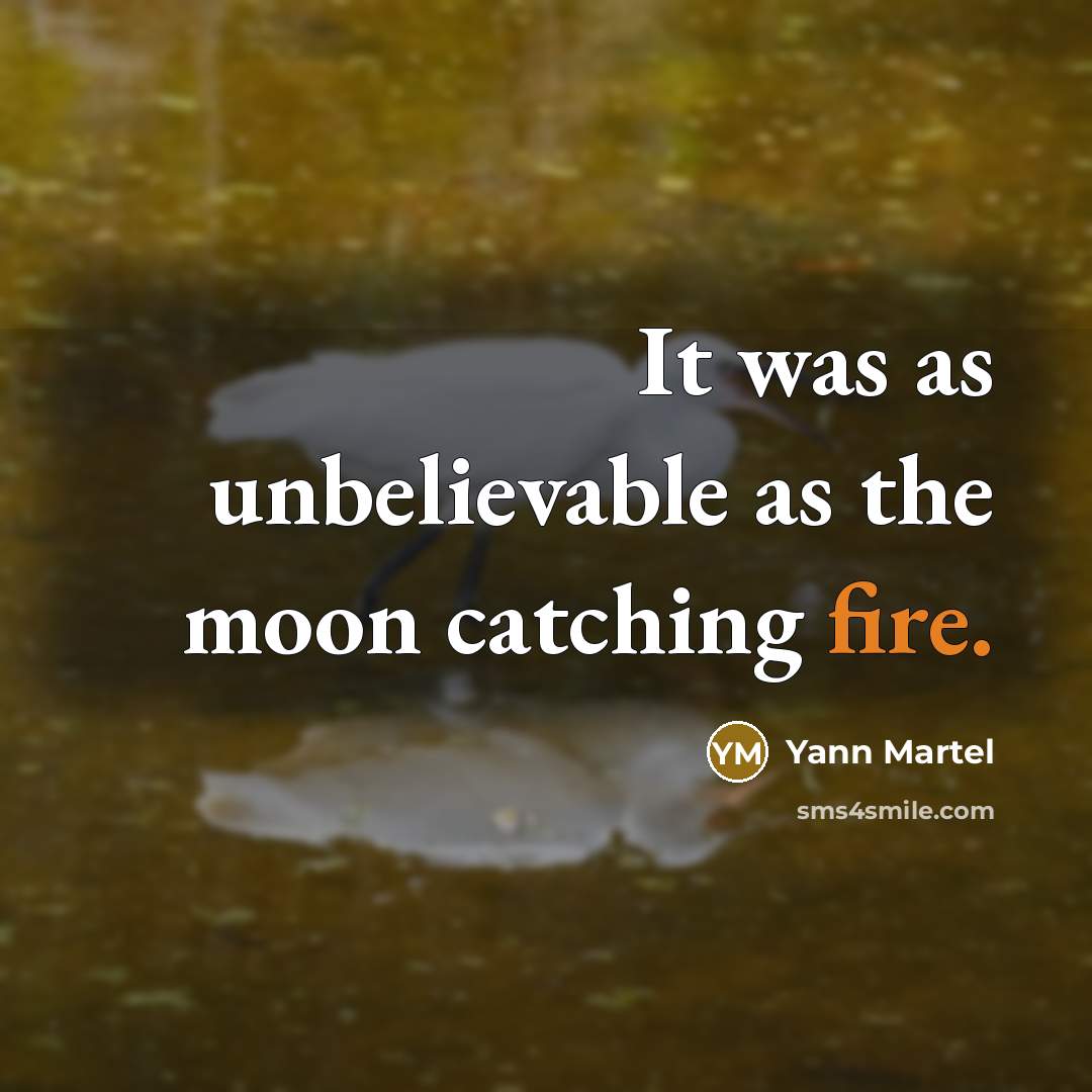 “It was as unbelievable as the moon catching fire.…” quote by Yann Martel