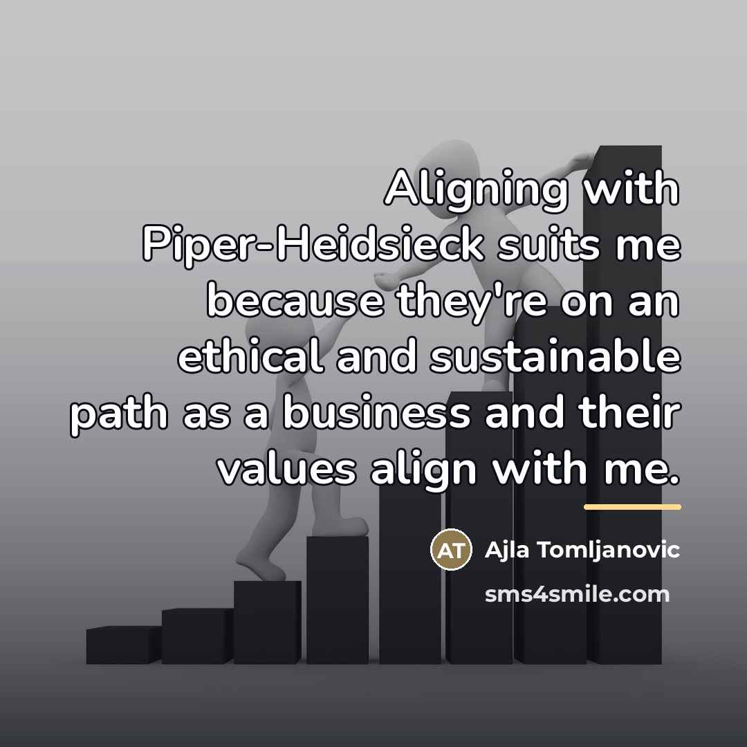 “Aligning with Piper-Heidsieck suits me because they're on an ethical…” quote by Ajla Tomljanovic