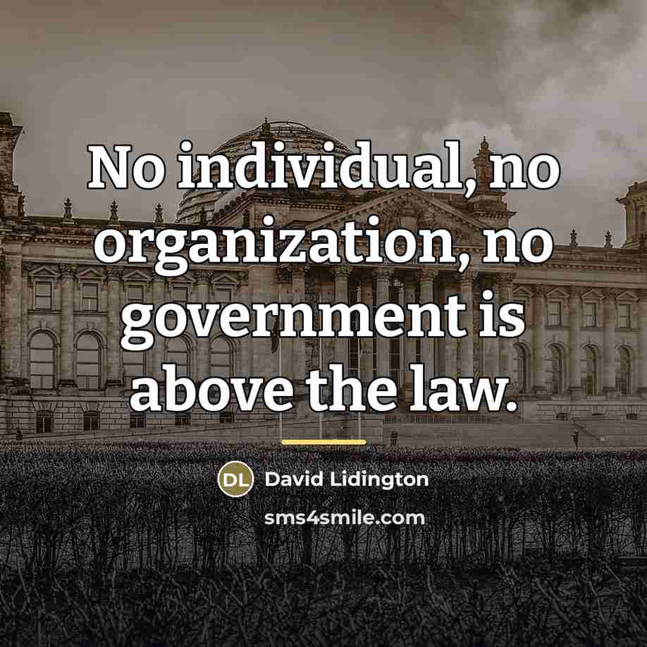 “No individual, no organization, no government is above the law.…” quote by David Lidington