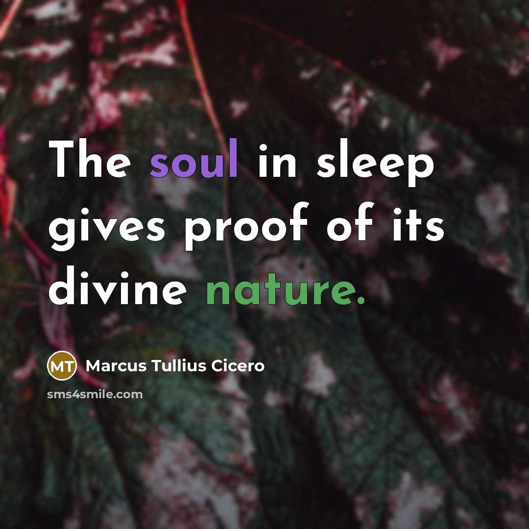 “The soul in sleep gives proof of its divine nature.…” quote by Marcus Tullius Cicero