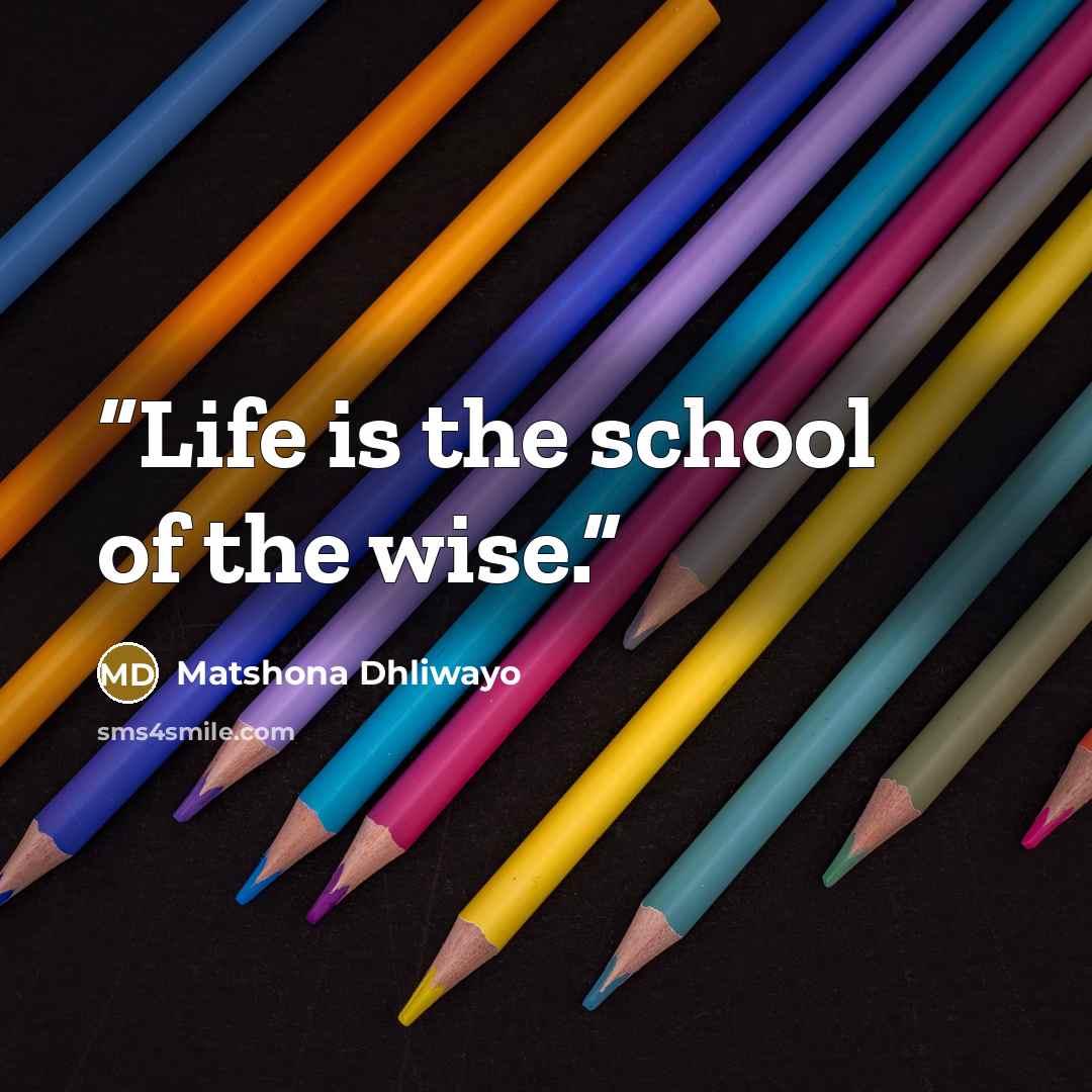 “Life is the school of the wise.” quote by Matshona Dhliwayo
