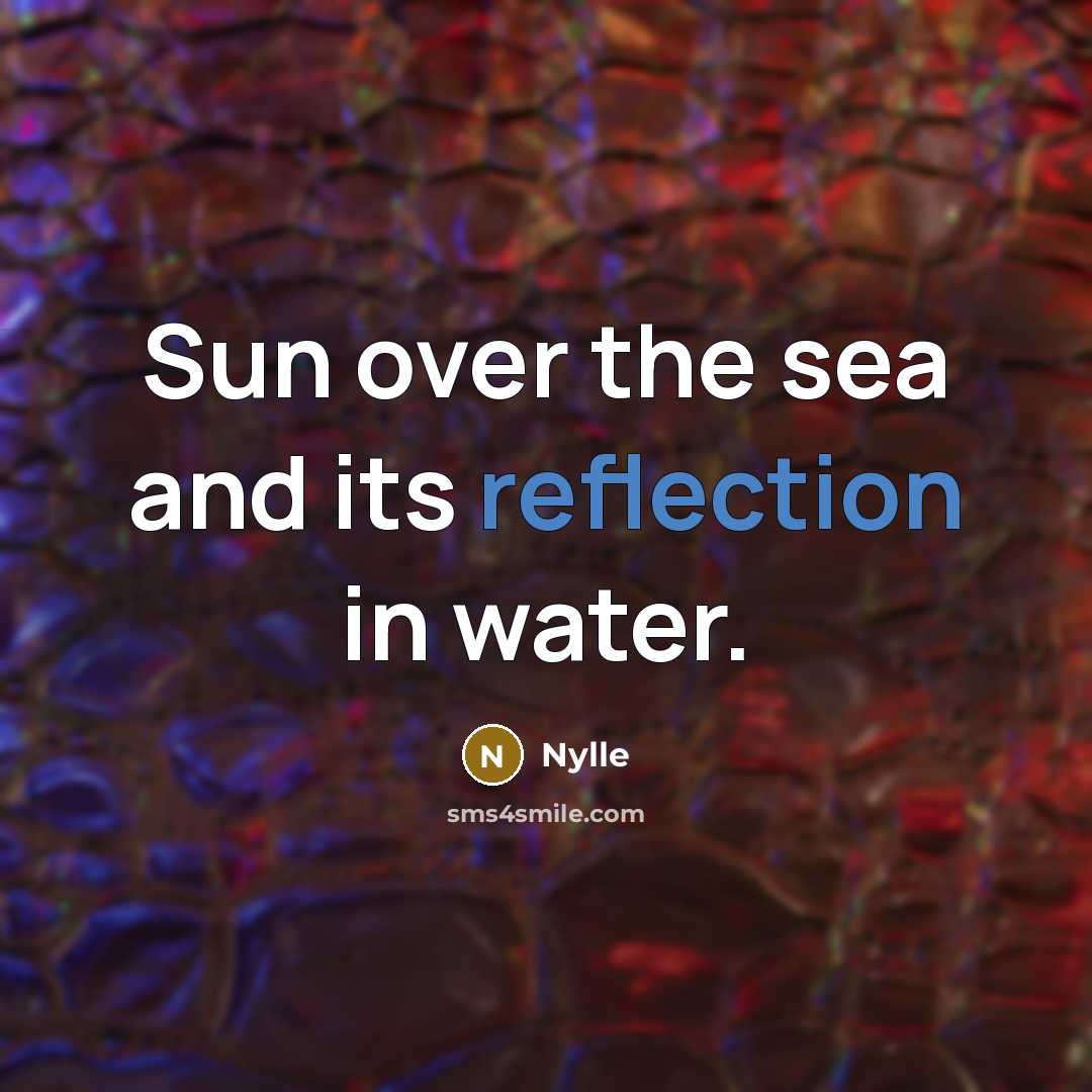 “Sun over the sea and its reflection in water.” quote by Nylle