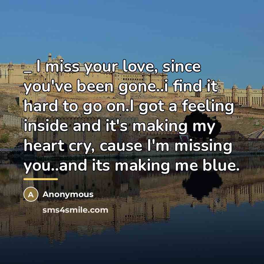“_ I miss your love, since you've been gone..i find…” quote by Anonymous