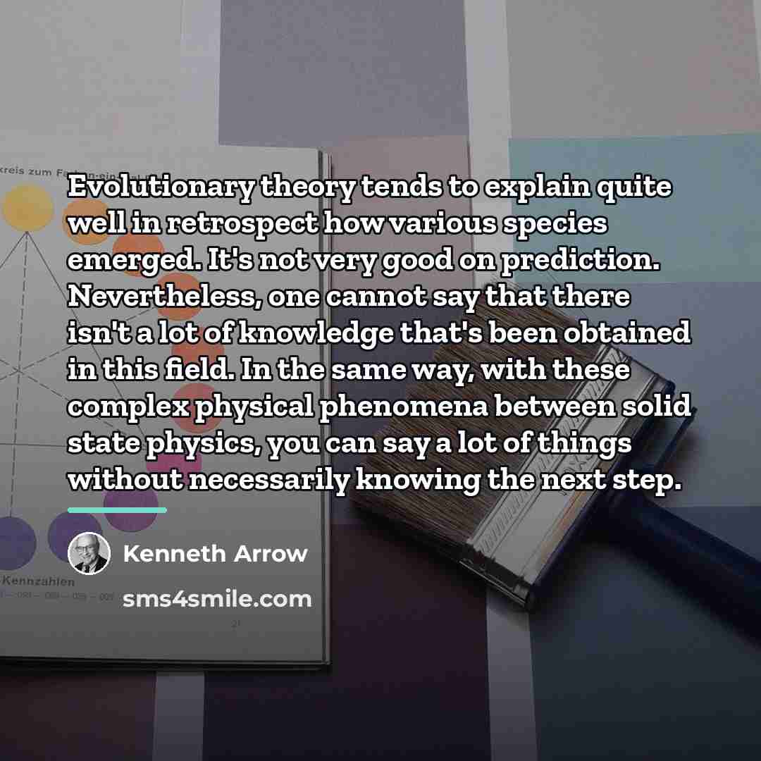 “Evolutionary theory tends to explain quite well in retrospect how…” quote by Kenneth Arrow