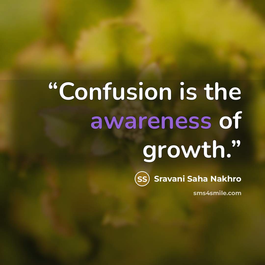 “Confusion is the awareness of growth.” quote by Sravani Saha Nakhro
