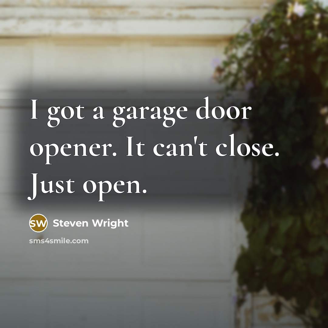 “I got a garage door opener. It can't close. Just…” quote by Steven Wright
