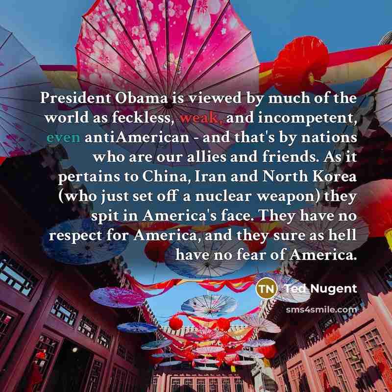 “President Obama is viewed by much of the world as…” quote by Ted Nugent