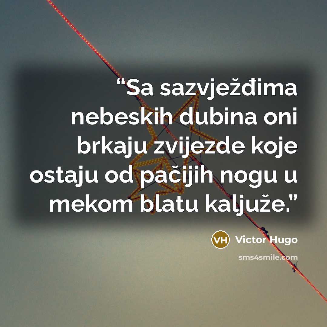 “Sa sazvježđima nebeskih dubina oni brkaju zvijezde koje ostaju od pačijih nogu u mekom blatu kaljuže.” quote by Victor Hugo