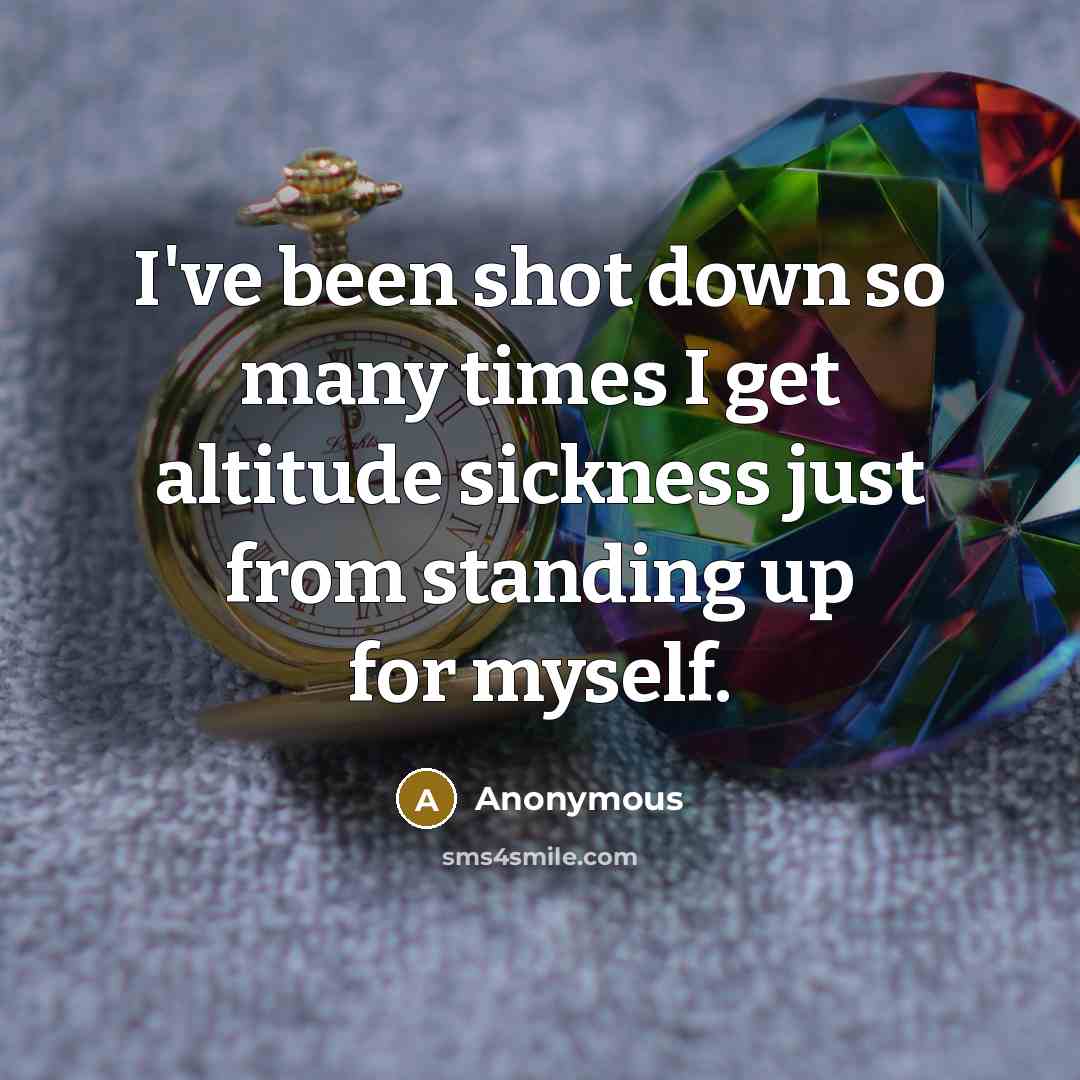 “I've been shot down so many times I get altitude sickness just from standing up for myself.” quote by Anonymous