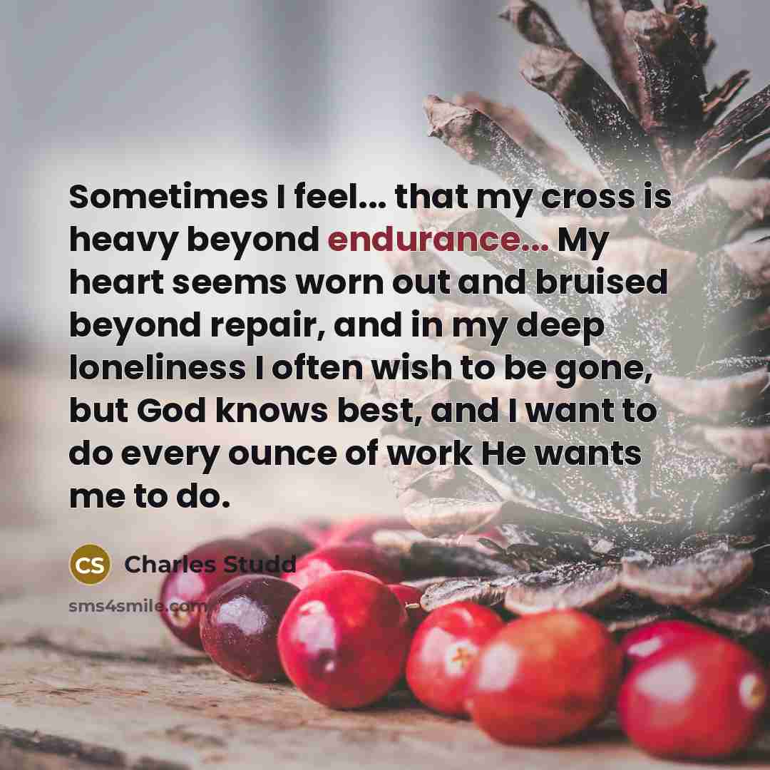 “Sometimes I feel... that my cross is heavy beyond endurance...…” quote by Charles Studd
