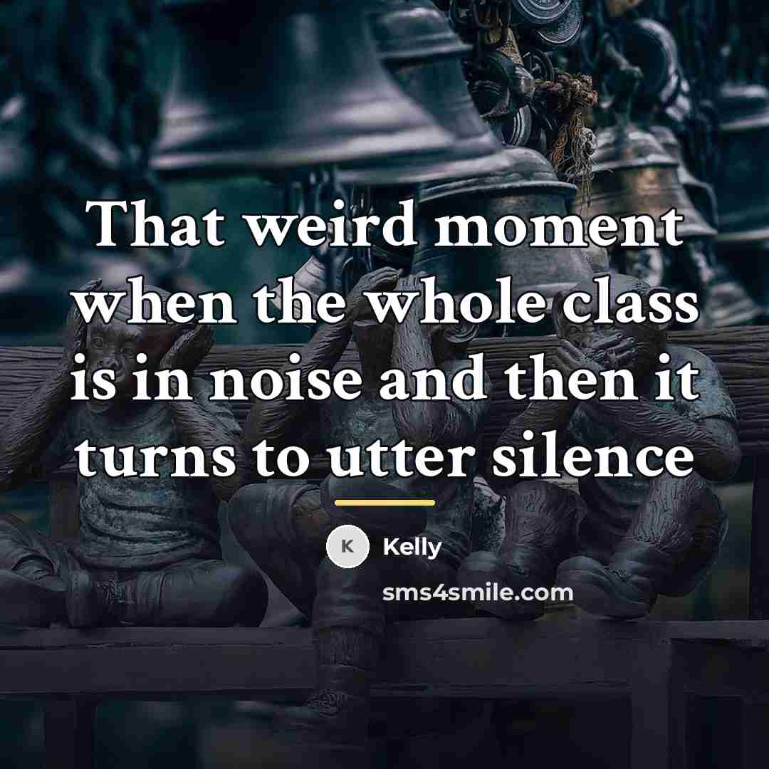 “That weird moment when the whole class is in noise…” quote by Kelly