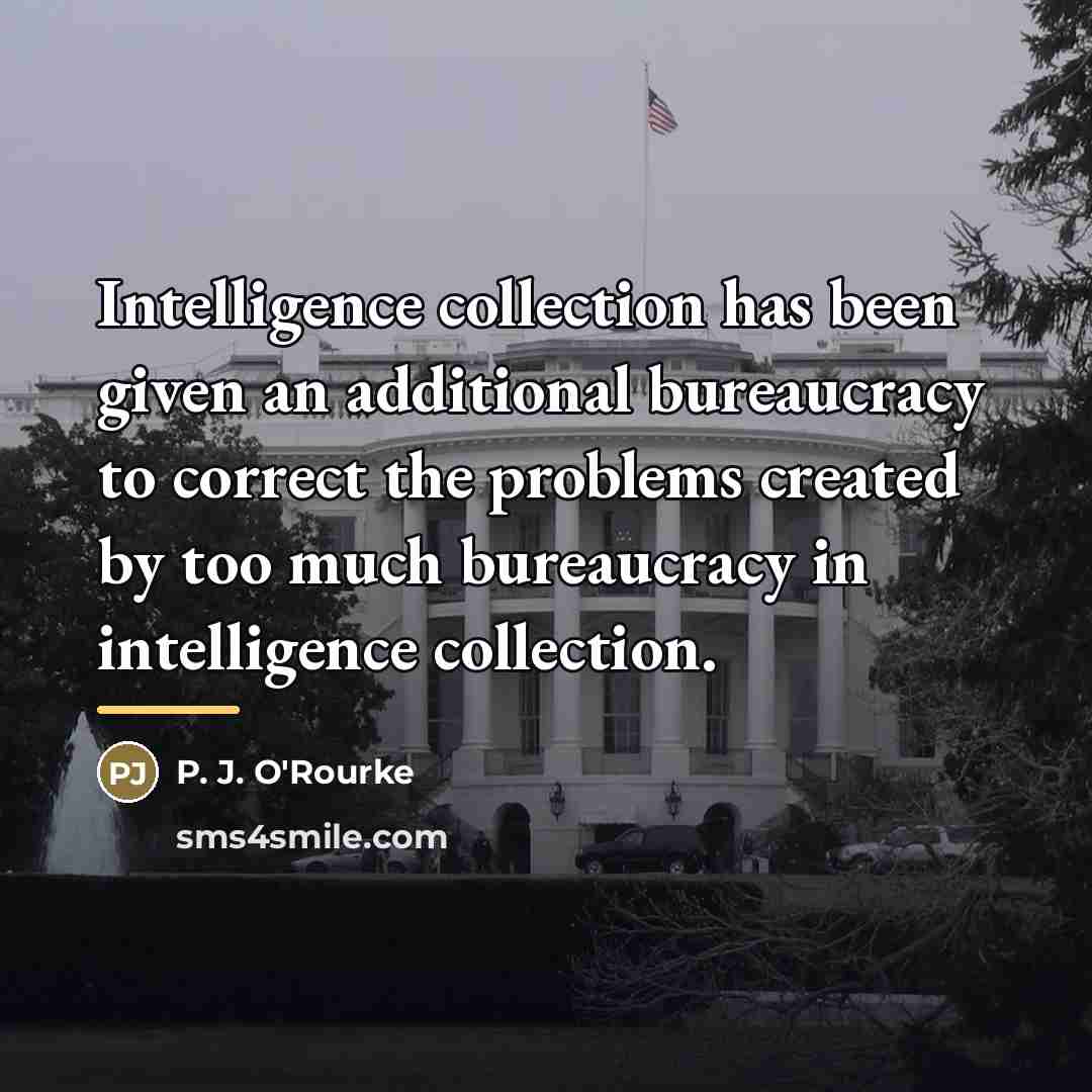 “Intelligence collection has been given an additional bureaucracy to correct…” quote by P. J. O'Rourke