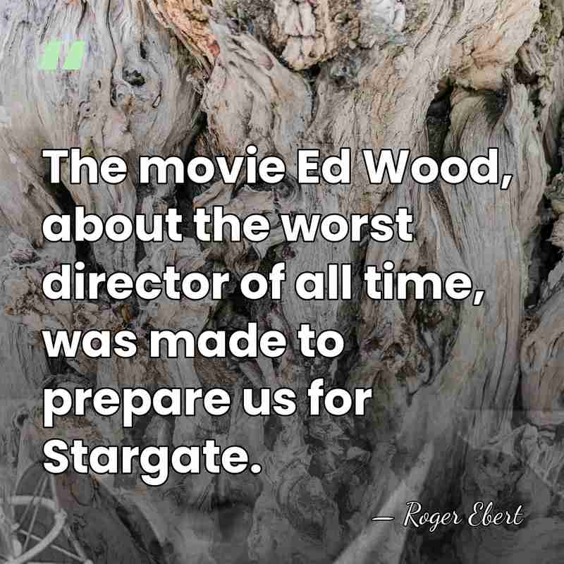 The movie Ed Wood, about the worst director of all time, was&hellip; - Roger Ebert