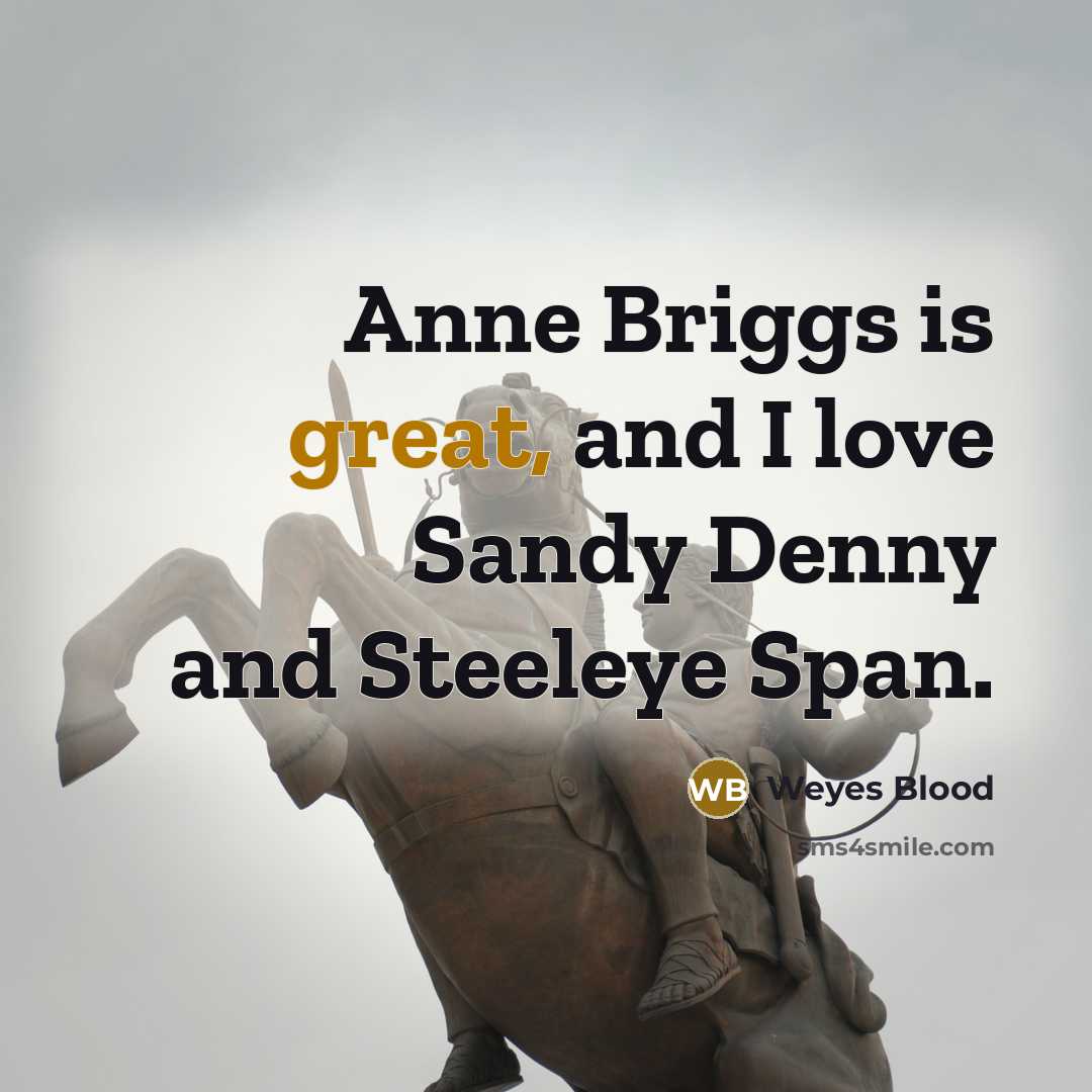 “Anne Briggs is great, and I love Sandy Denny and…” quote by Weyes Blood