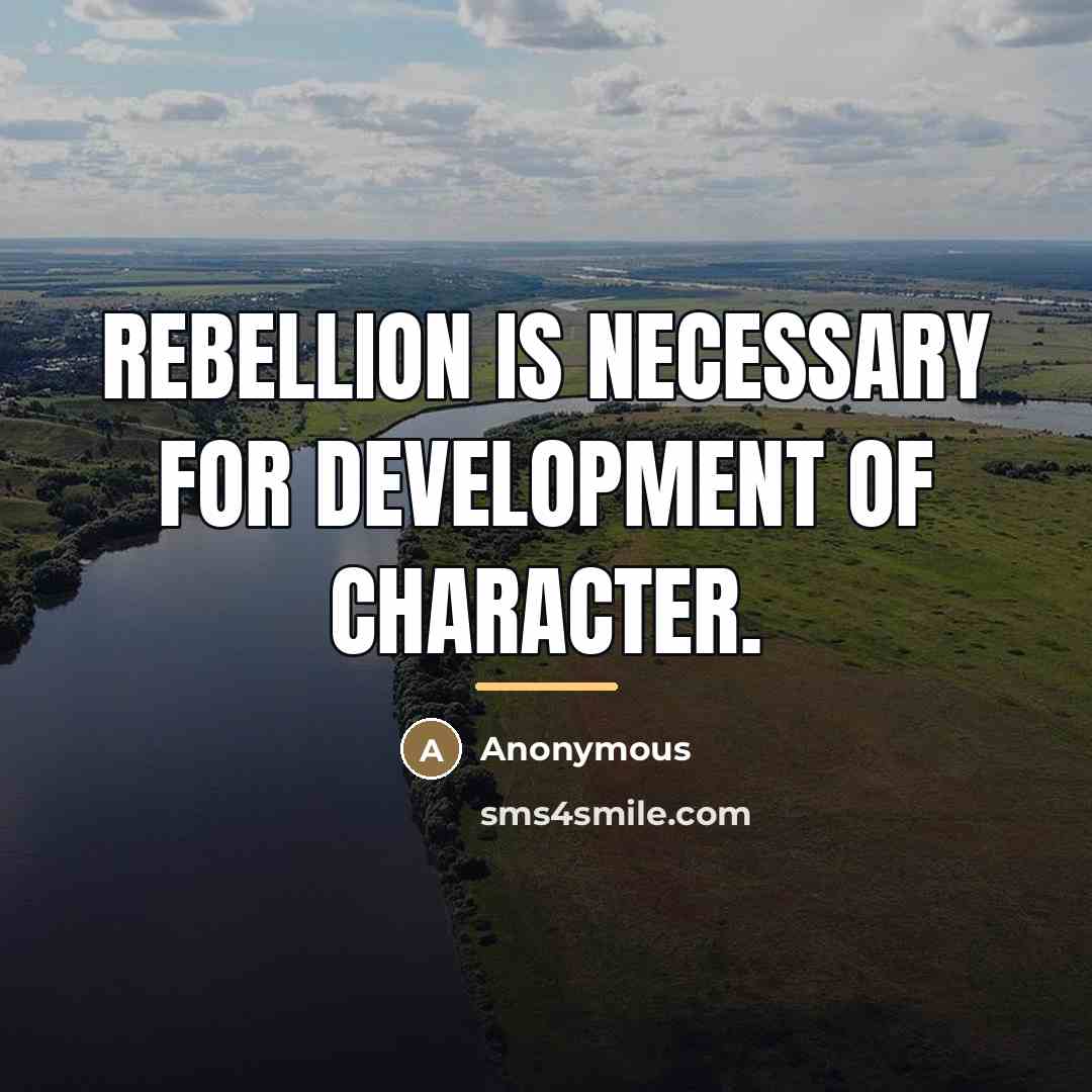 “Rebellion is necessary for development of character.…” quote by Anonymous