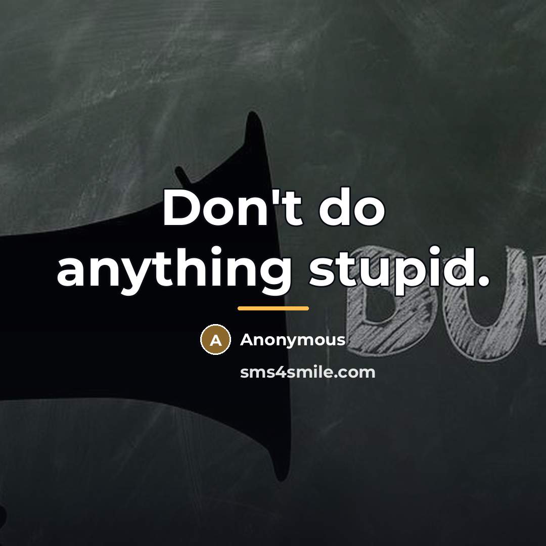 “Don't do anything stupid.…” quote by Anonymous