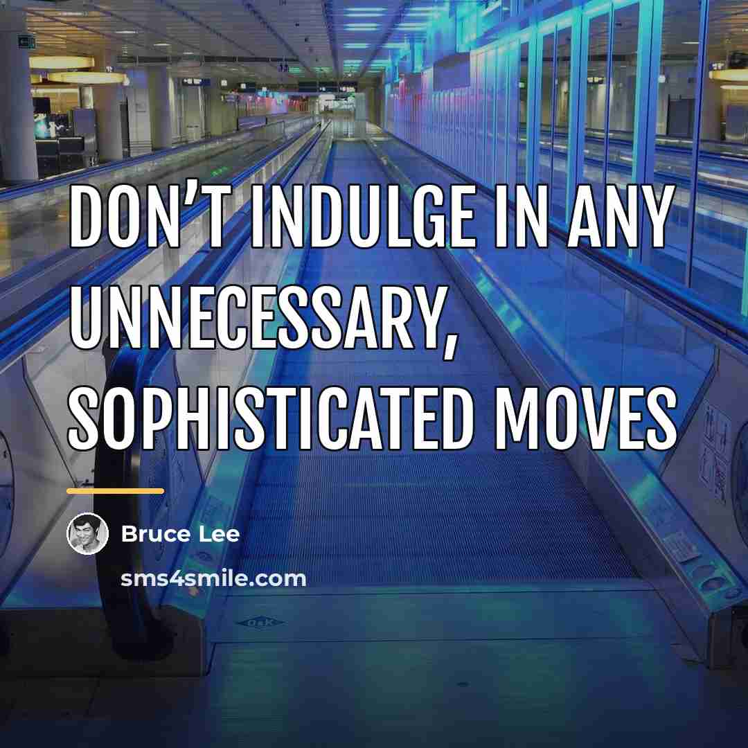 “Don’t indulge in any unnecessary, sophisticated moves…” quote by Bruce Lee
