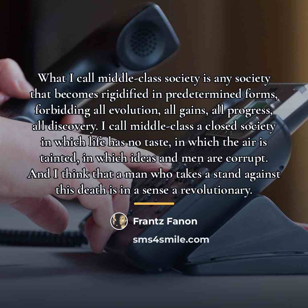 “What I call middle-class society is any society that becomes…” quote by Frantz Fanon