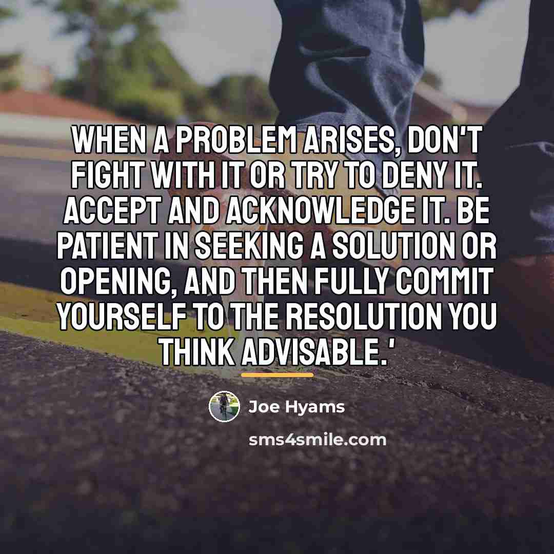 “When a problem arises, don't fight with it or try…” quote by Joe Hyams
