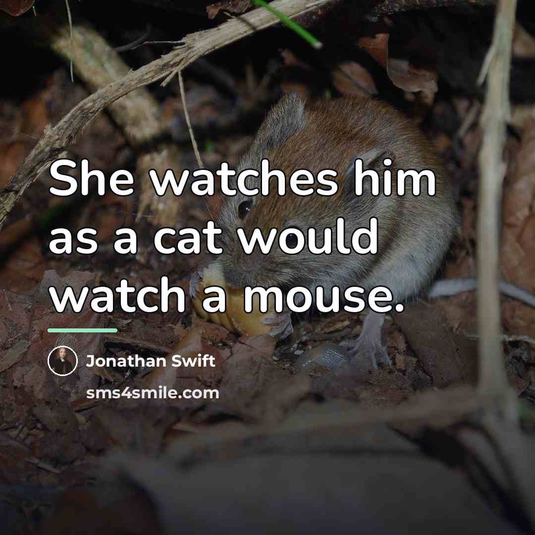 “She watches him as a cat would watch a mouse.…” quote by Jonathan Swift