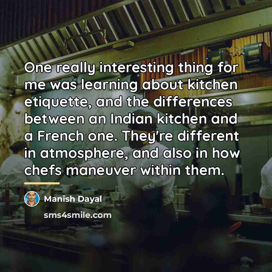“One really interesting thing for me was learning about kitchen…” quote by Manish Dayal