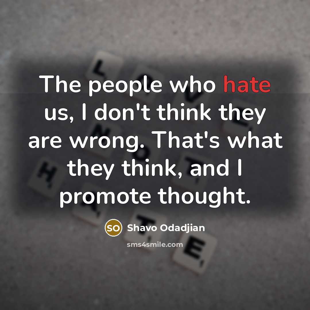 “The people who hate us, I don't think they are…” quote by Shavo Odadjian