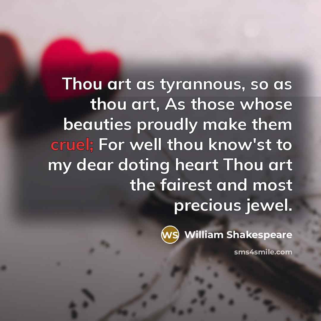 “Thou art as tyrannous, so as thou art, As those…” quote by William Shakespeare