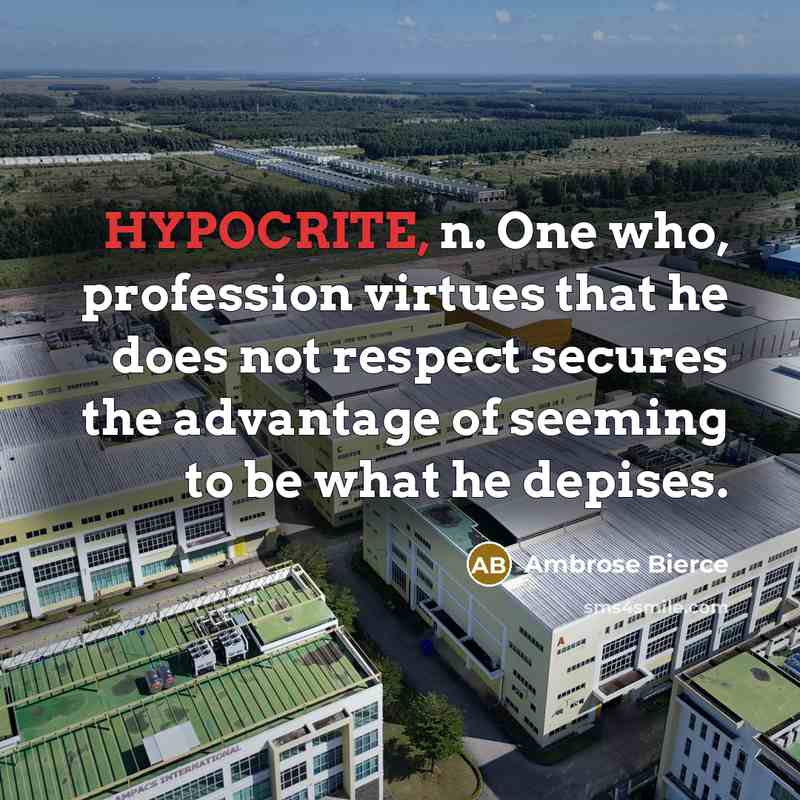 “HYPOCRITE, n. One who, profession virtues that he does not…” quote by Ambrose Bierce