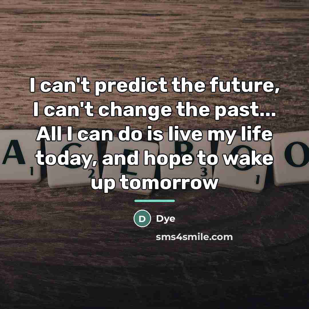 “I can't predict the future, I can't change the past...…” quote by Dye