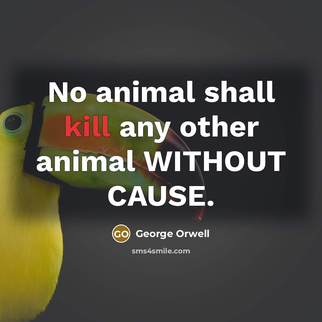 “No animal shall kill any other animal WITHOUT CAUSE.…” quote by George Orwell