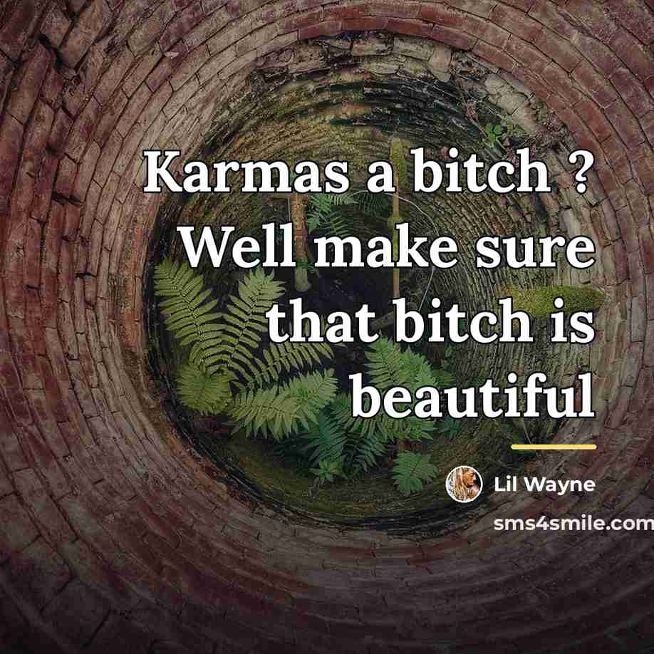 “Karmas a bitch ? Well make sure that bitch is…” quote by Lil Wayne