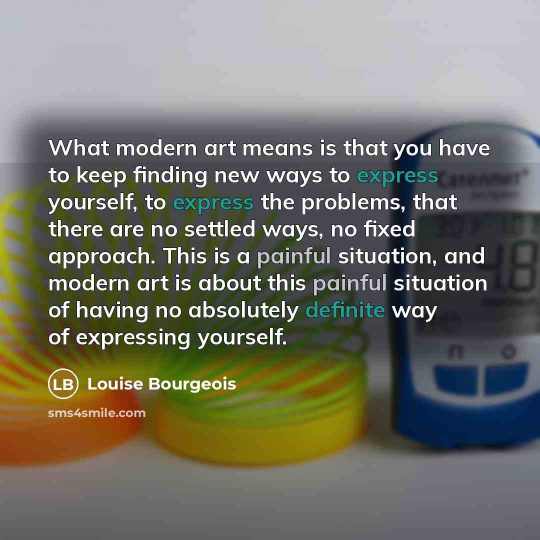 “What modern art means is that you have to keep…” quote by Louise Bourgeois