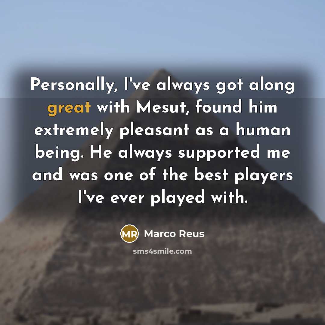 “Personally, I've always got along great with Mesut, found him…” quote by Marco Reus