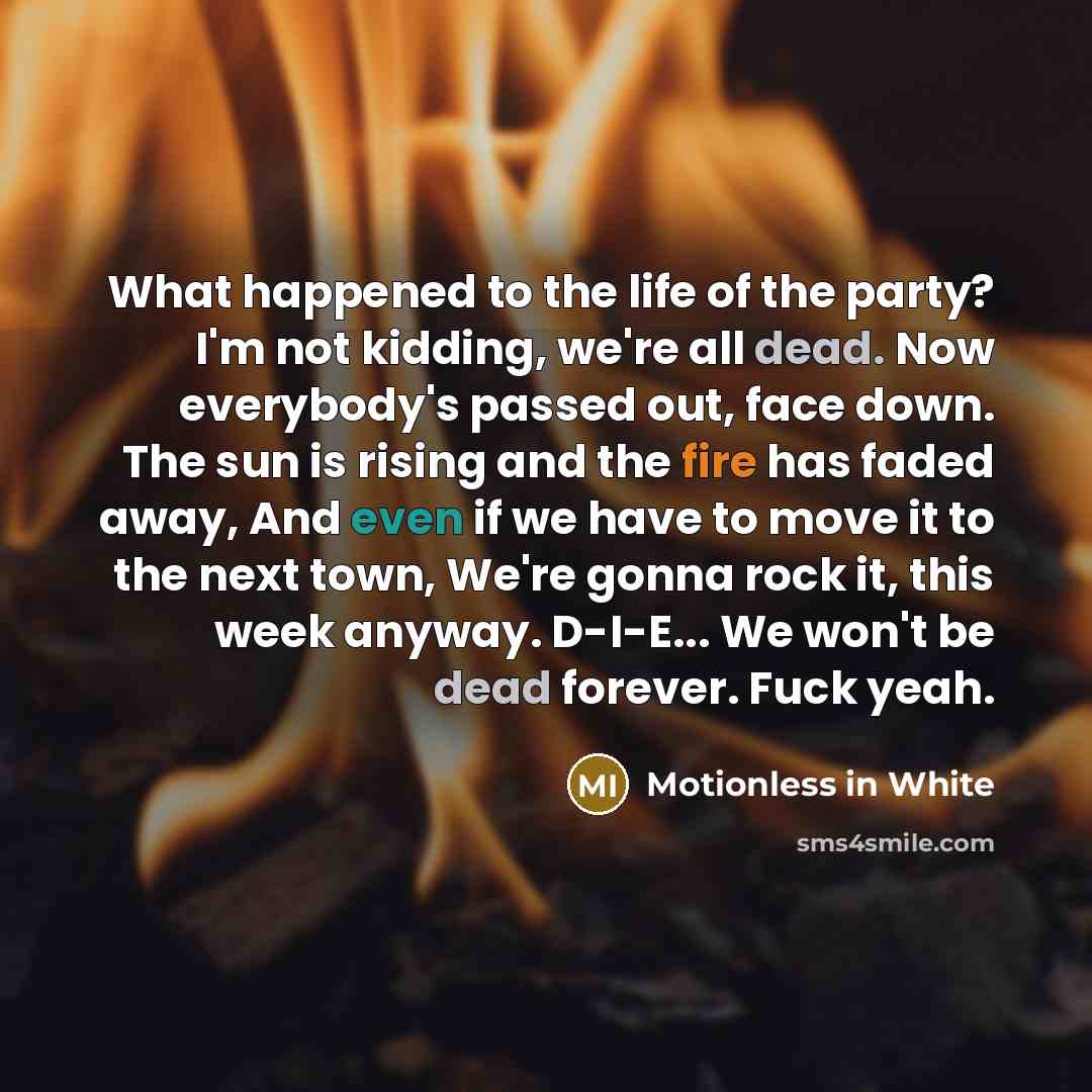 “What happened to the life of the party? I'm not…” quote by Motionless In White