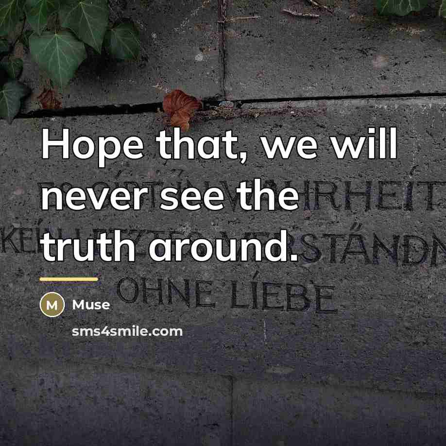 “Hope that, we will never see the truth around.…” quote by Muse