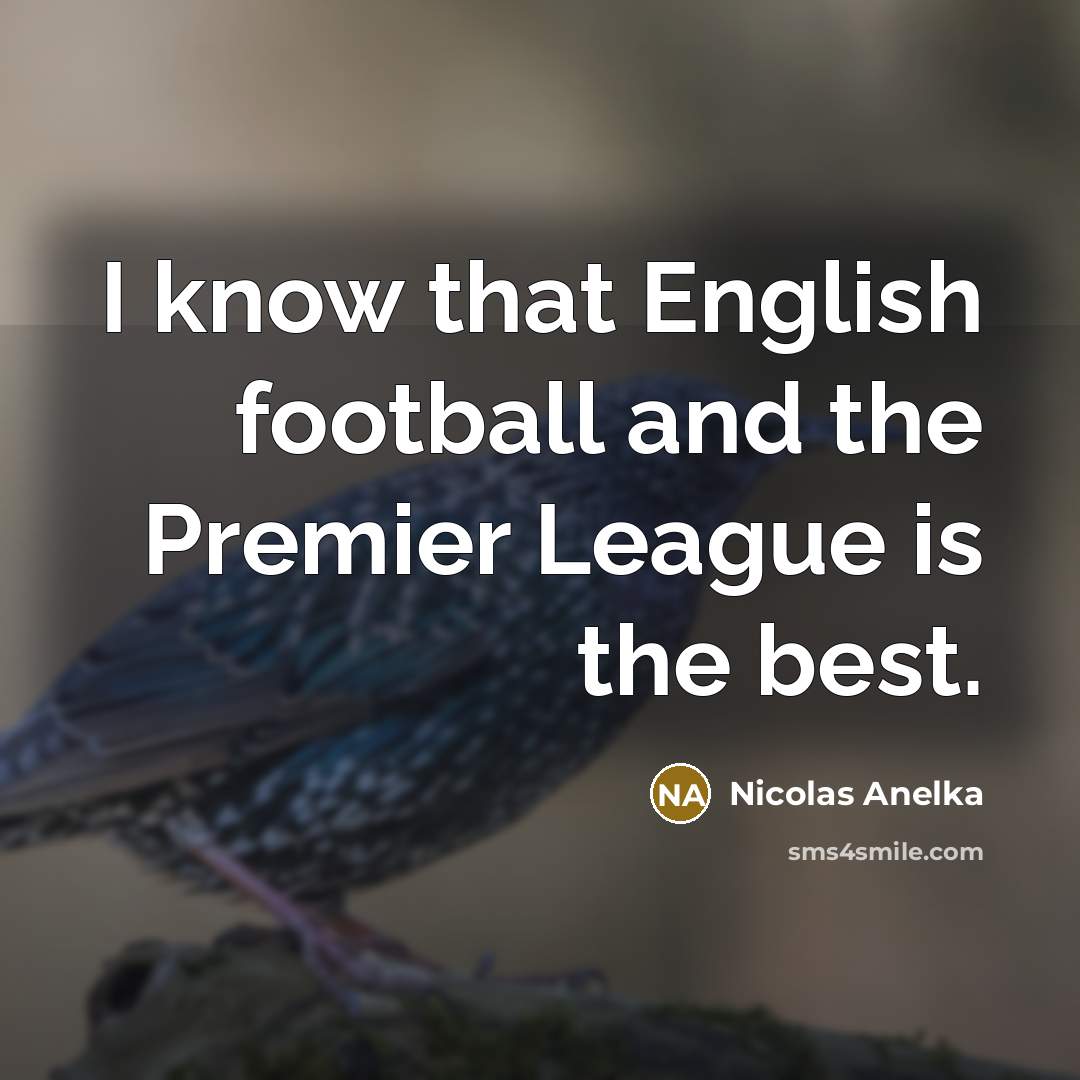 “I know that English football and the Premier League is…” quote by Nicolas Anelka