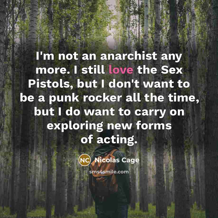 “I'm not an anarchist any more. I still love the…” quote by Nicolas Cage