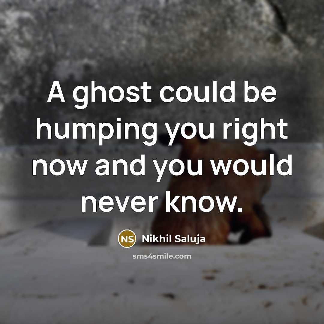 “A ghost could be humping you right now and you…” quote by Nikhil Saluja