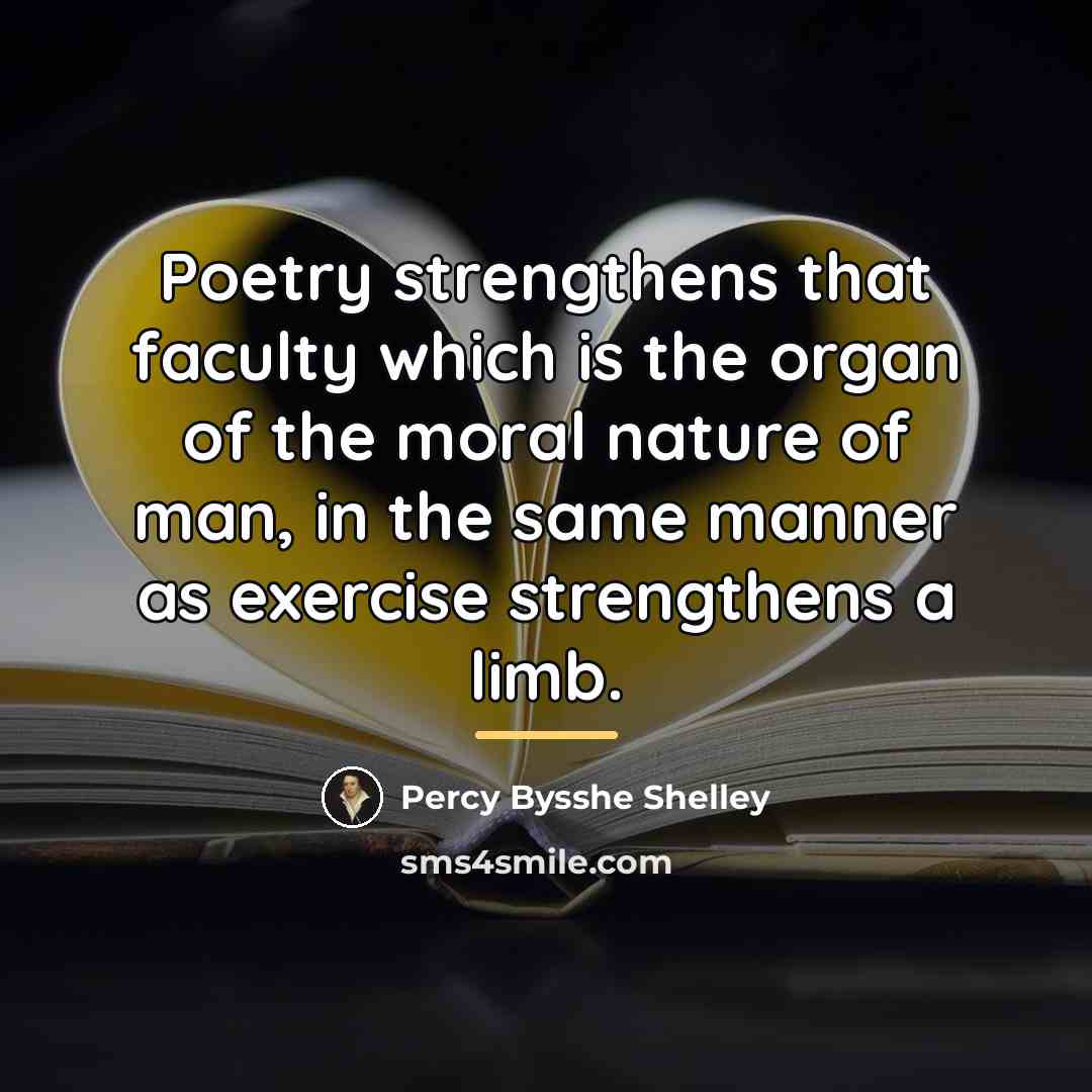 “Poetry strengthens that faculty which is the organ of the…” quote by Percy Bysshe Shelley
