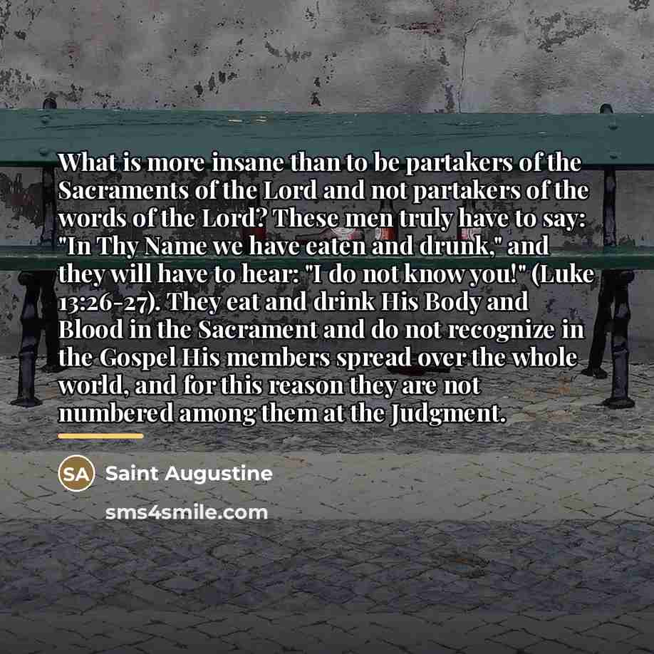 “What is more insane than to be partakers of the…” quote by Saint Augustine