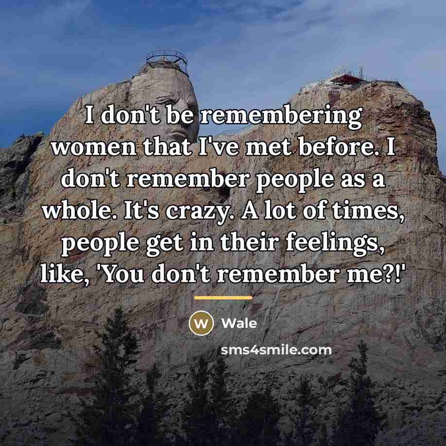 “I don't be remembering women that I've met before. I…” quote by Wale