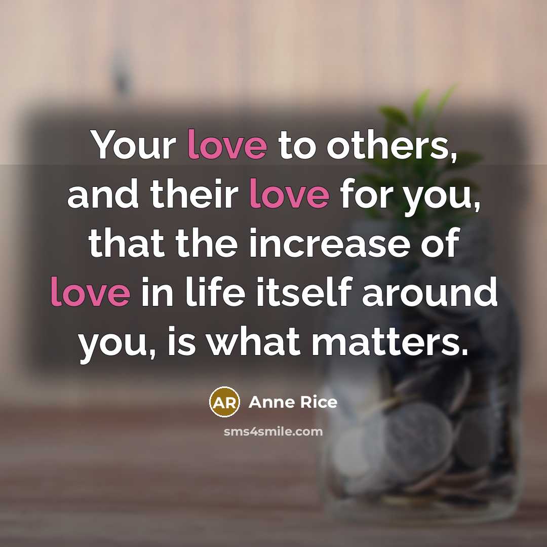 “Your love to others, and their love for you, that…” quote by Anne Rice