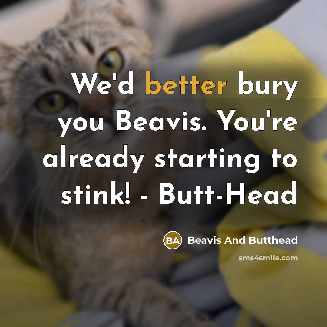 “We'd better bury you Beavis. You're already starting to stink! - Butt-Head” quote by Beavis And Butthead