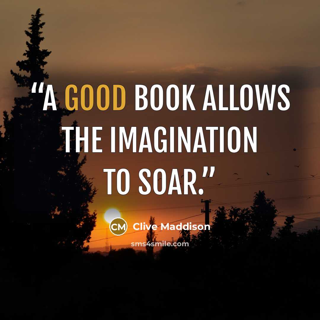 “A good book allows the imagination to soar.” quote by Clive Maddison
