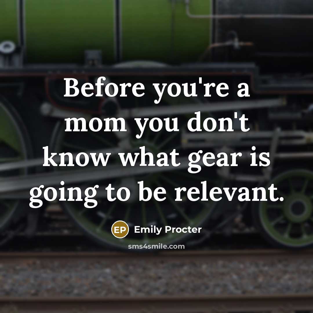 “Before you're a mom you don't know what gear is going to be relevant.” quote by Emily Procter