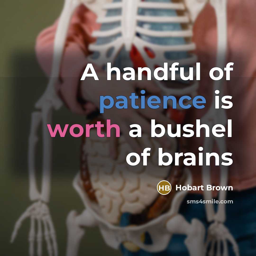 “A handful of patience is worth a bushel of brains…” quote by Hobart Brown